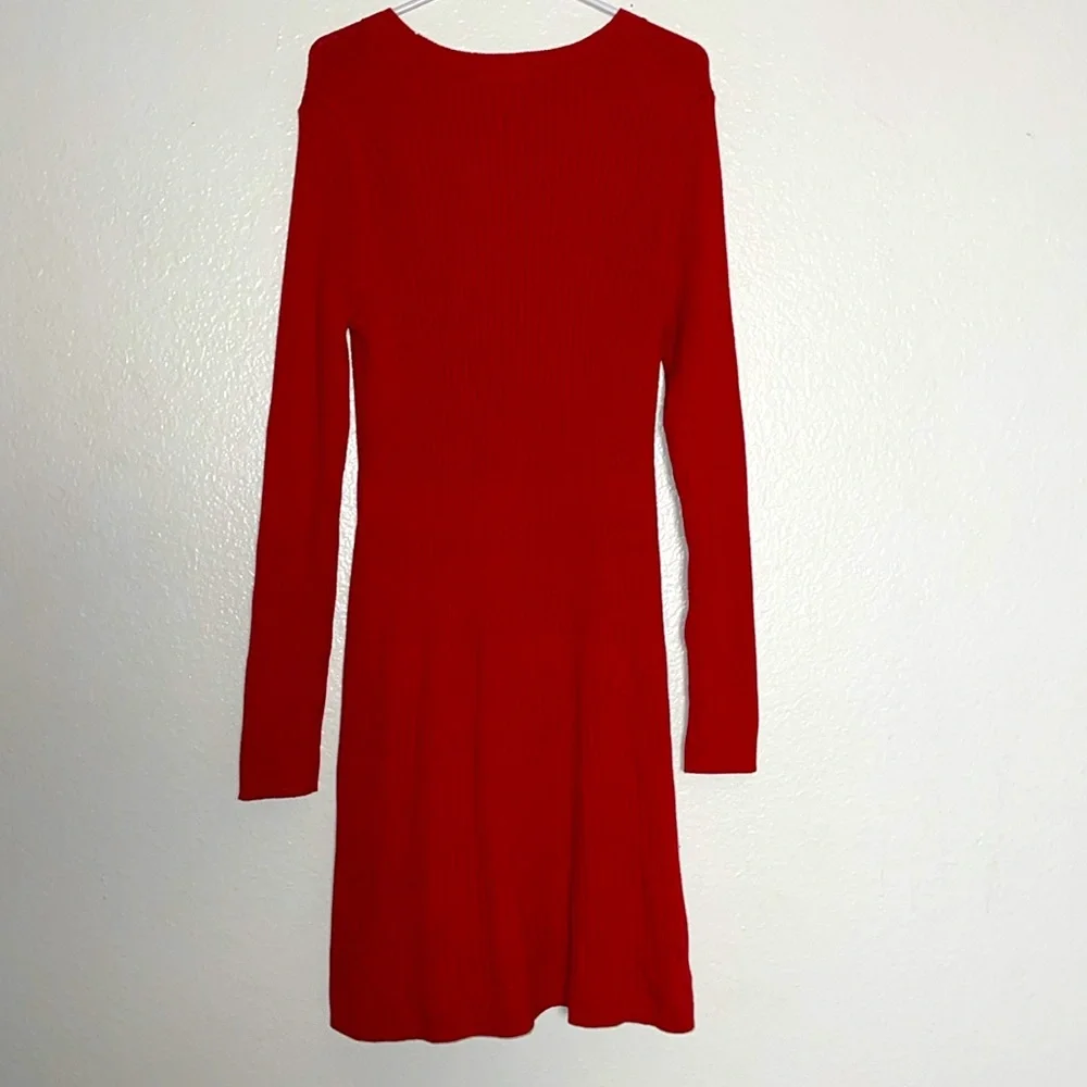 SOLD GAP Knit Long Sleeve Dress Red Large - Picture 4 of 4